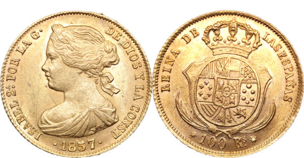 100 reales Isabel 2ª 1857 barcelona
